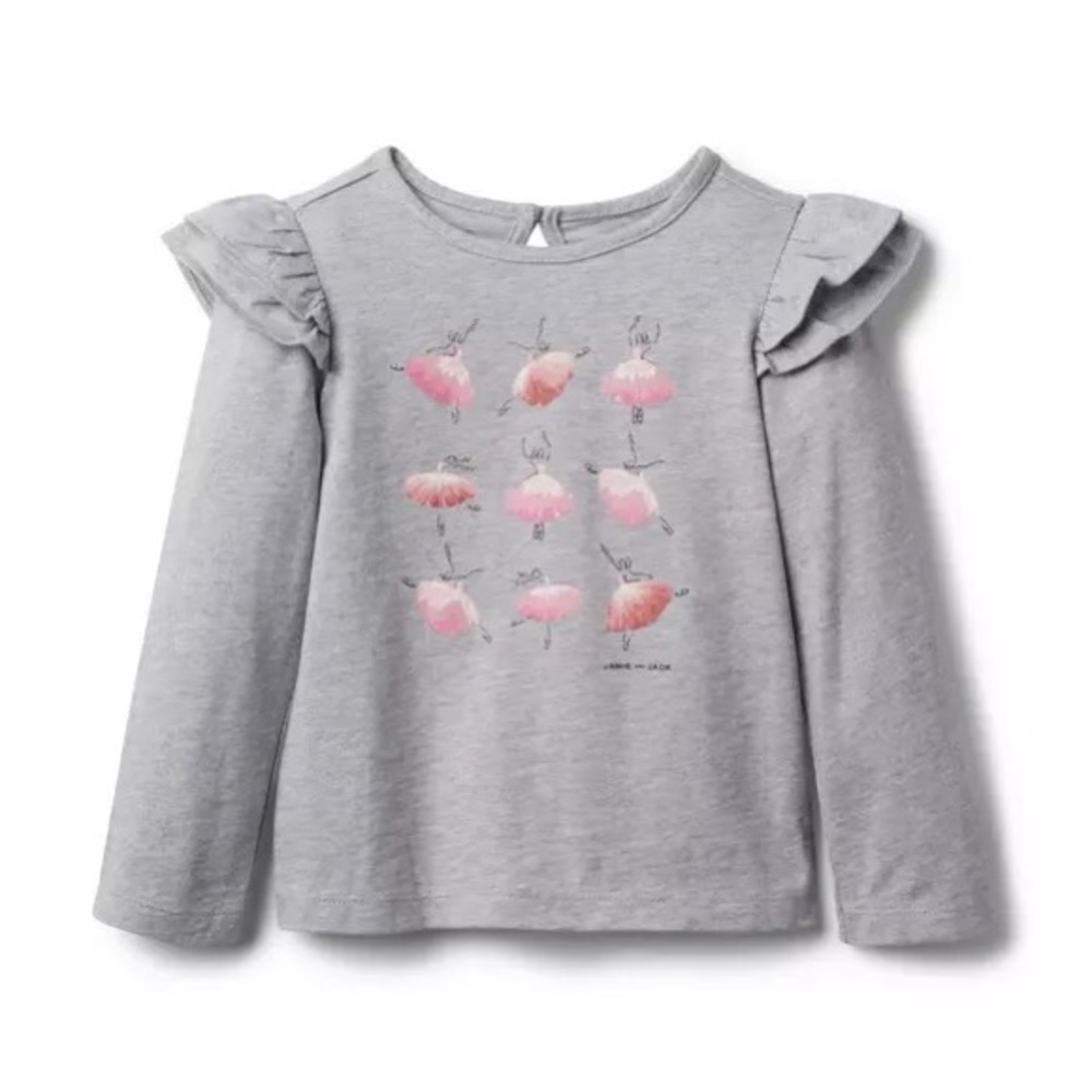 Janie and Jack Ballerina Ruffle Shoulder Tee, size 4